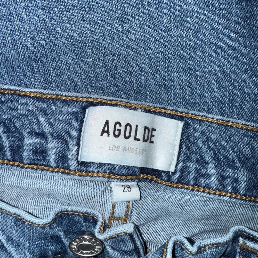AGOLDE Toni Straight Slim Leg Jeans Distressed Mid Rise Denim Womens Size 28 - Picture 4 of 6